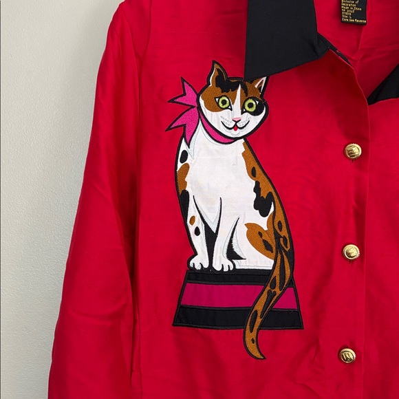 Vintage Bob Mackie silk cat blouse - Picture 3 of 7